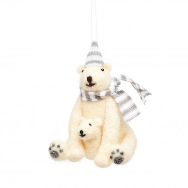 Polar Bear With Baby Felt Decoration